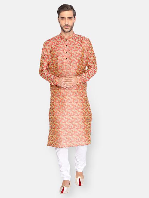 men printed mandarin neck long kurta - 21728891 - Standard Image - 0