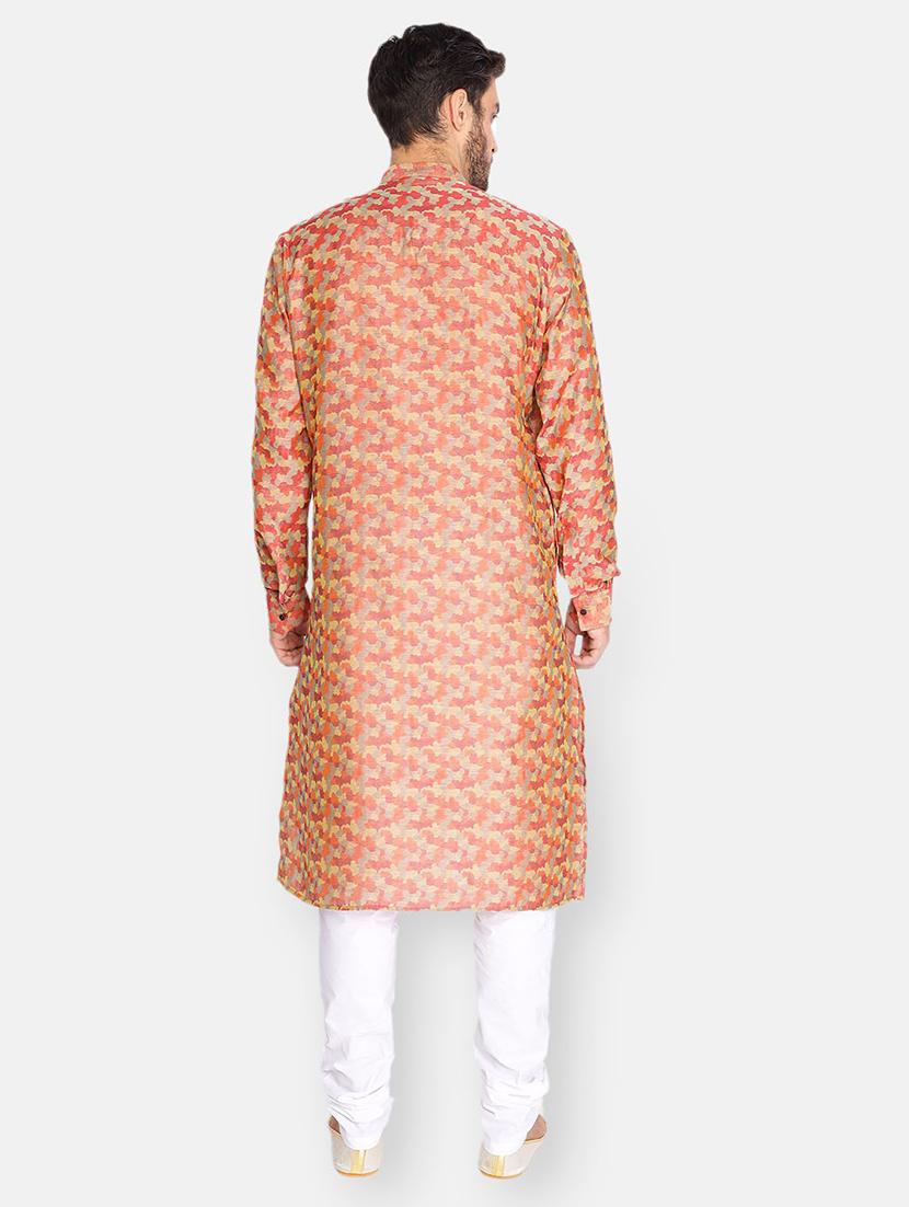 men printed mandarin neck long kurta - 21728891 - Standard Image - 3
