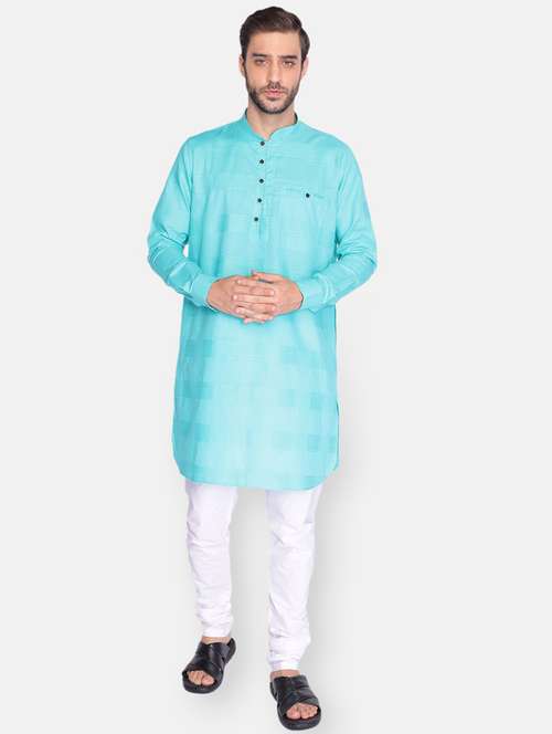 men self design mandarin neck long kurta - 21728895 - Standard Image - 0