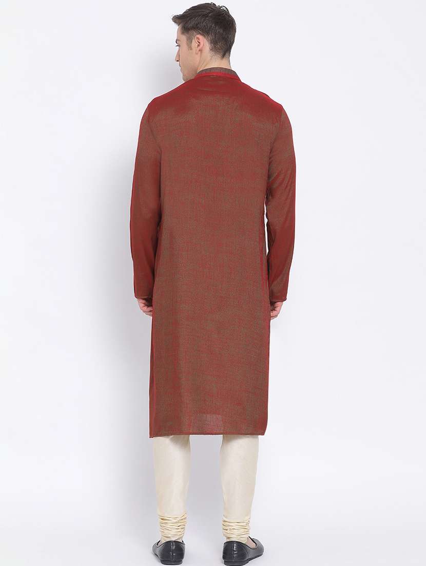 men self design mandarin neck kurta  - 21728900 -  Standard Image - 3