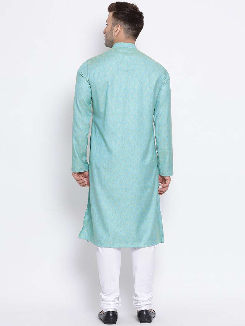 men self design mandarin neck kurta  - 21728902 -  Standard Image - 3