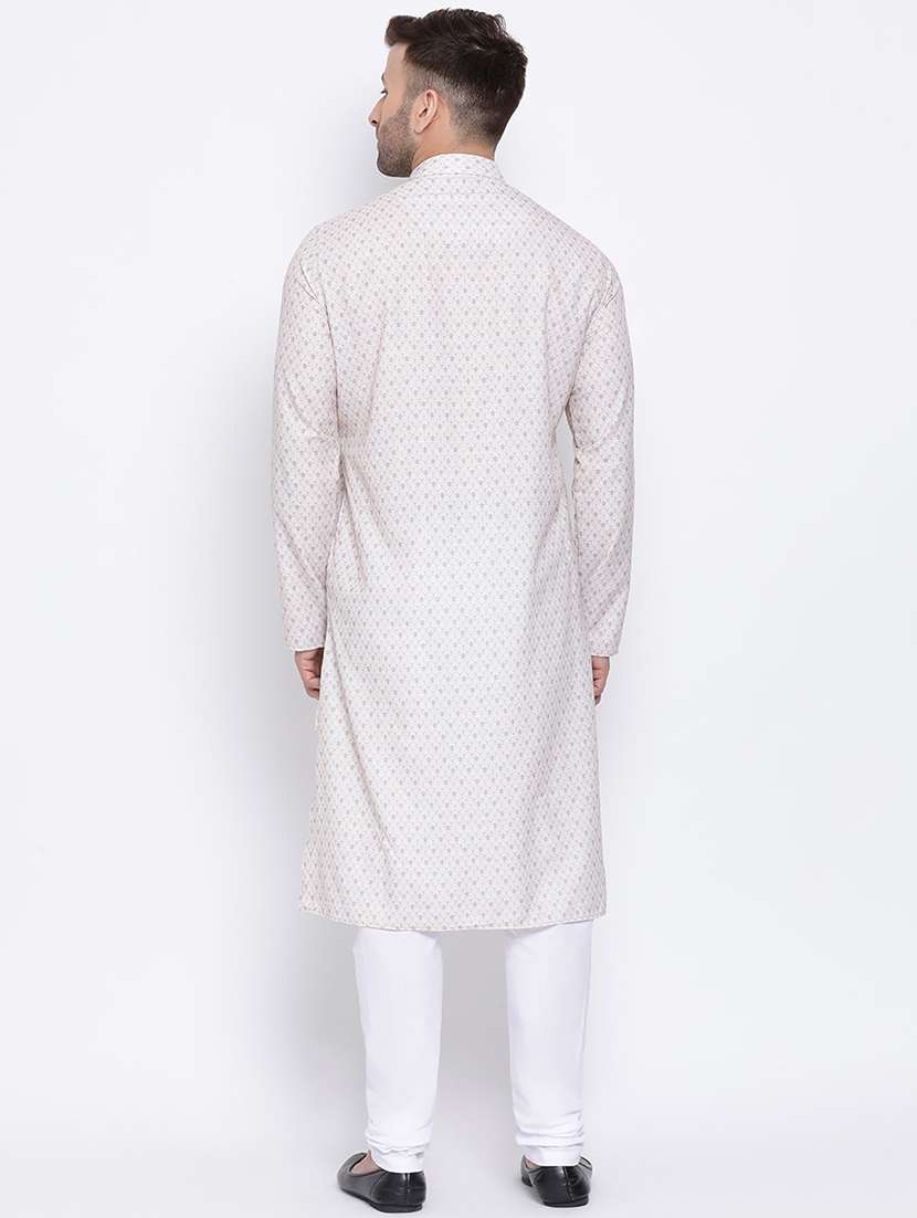 men printed mandarin neck long kurta - 21728906 - Standard Image - 3