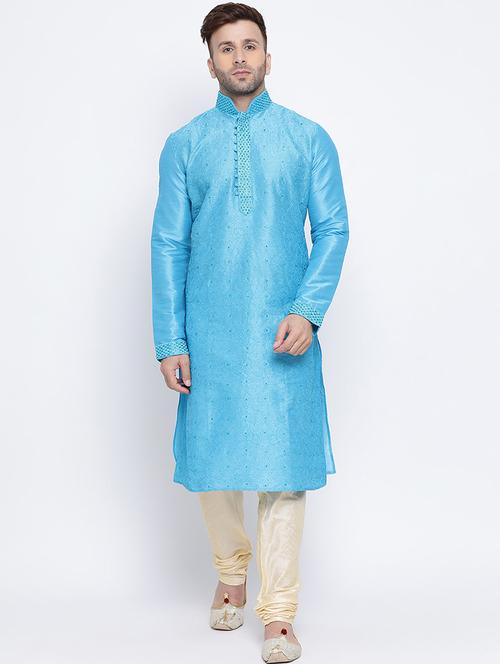 men self design long sleeve kurta - 21728921 - Standard Image - 0