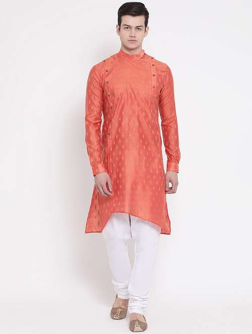 men self design long sleeve kurta - 21728922 - Standard Image - 0