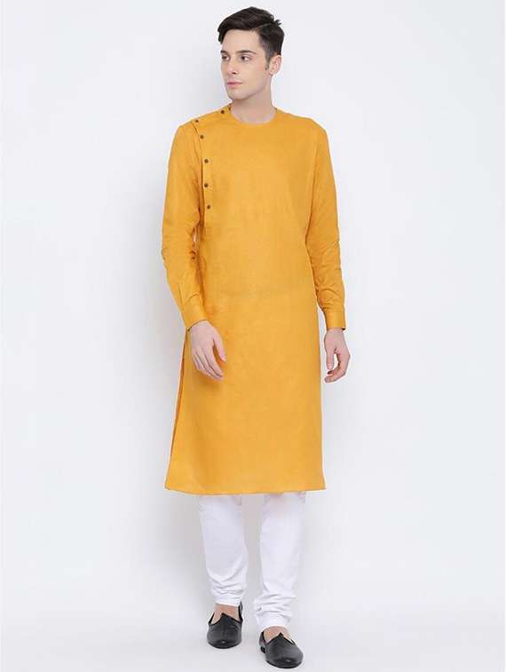men solid long sleeve kurta 