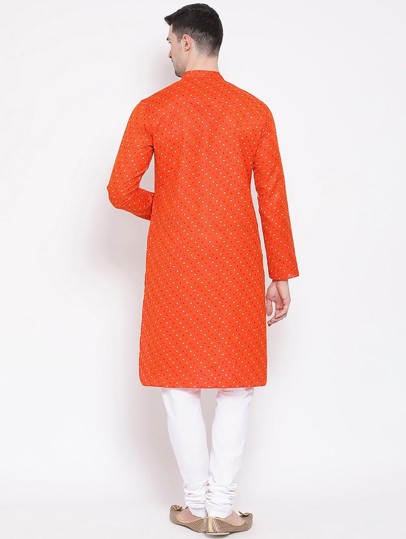 men orange printed long kurtas kurta - 21728954 - Standard Image - 3