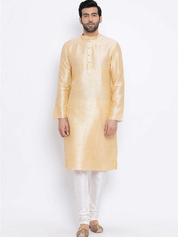 men solid mandarin neck long kurta 