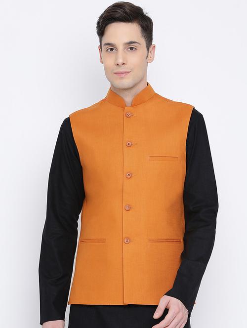 men self design sleeveless nehru jacket - 21729107 -  Standard Image - 0