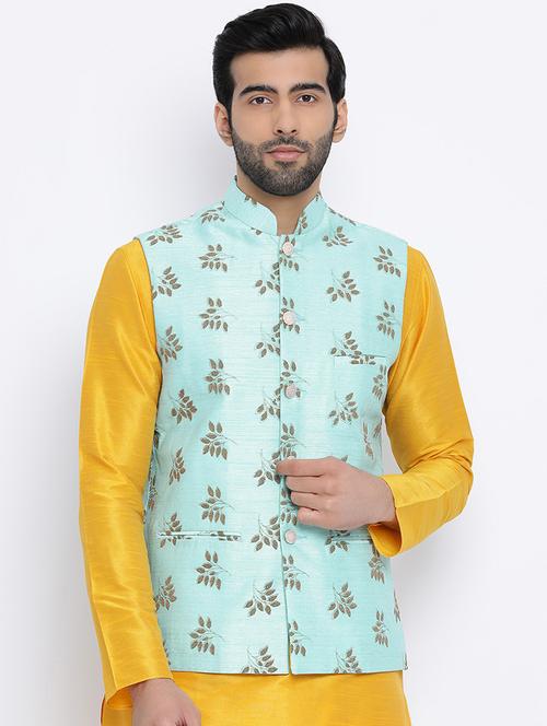 men printed sleeveless nehru jacket - 21729119 - Standard Image - 0