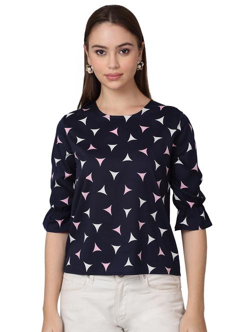women printed round neck top - 21729162 - Standard Image - 0