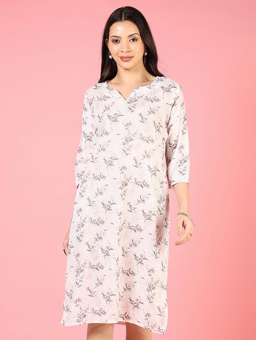 women three quarter sleeves straight kurta - 21729234 -  Standard Image - 0
