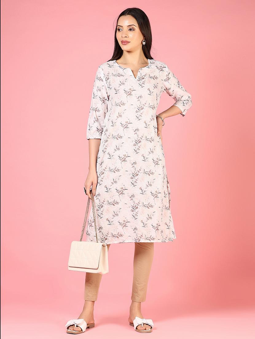 women three quarter sleeves straight kurta - 21729234 - Standard Image - 3