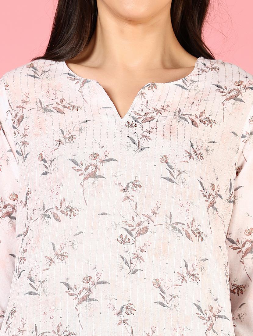 women three quarter sleeves straight kurta - 21729234 - Standard Image - 5