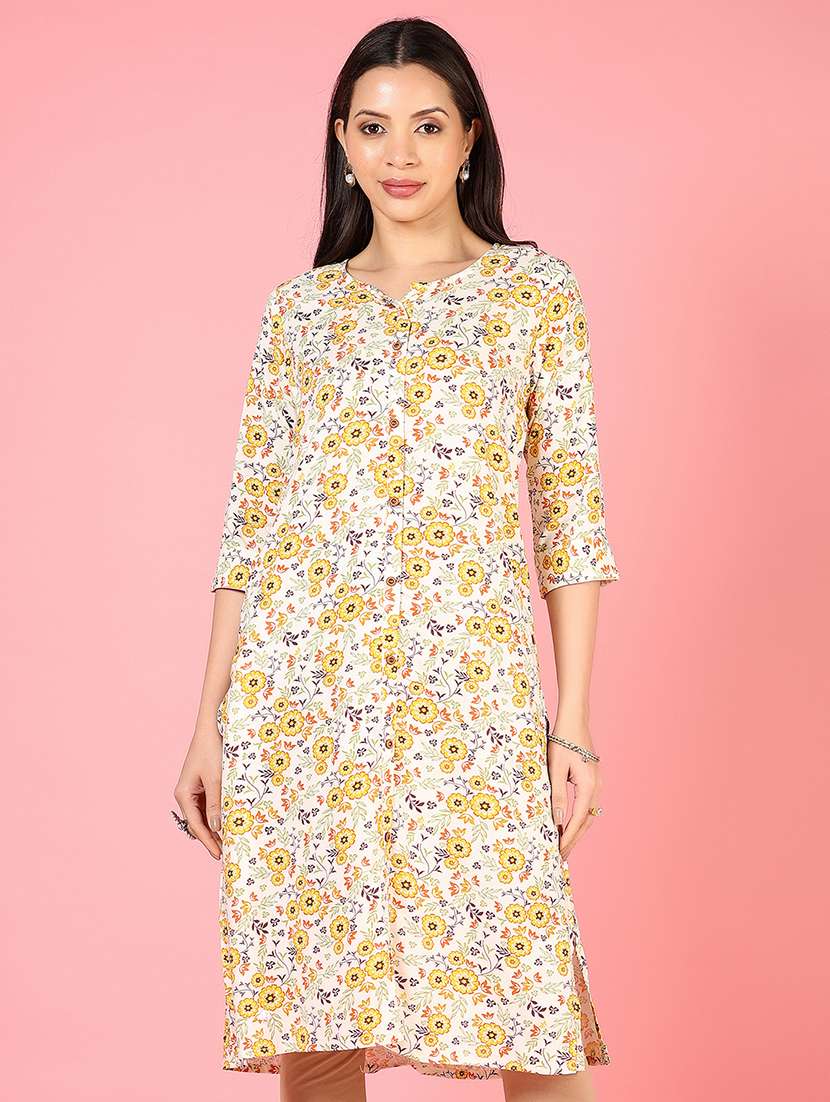 women three quarter sleeves straight kurta