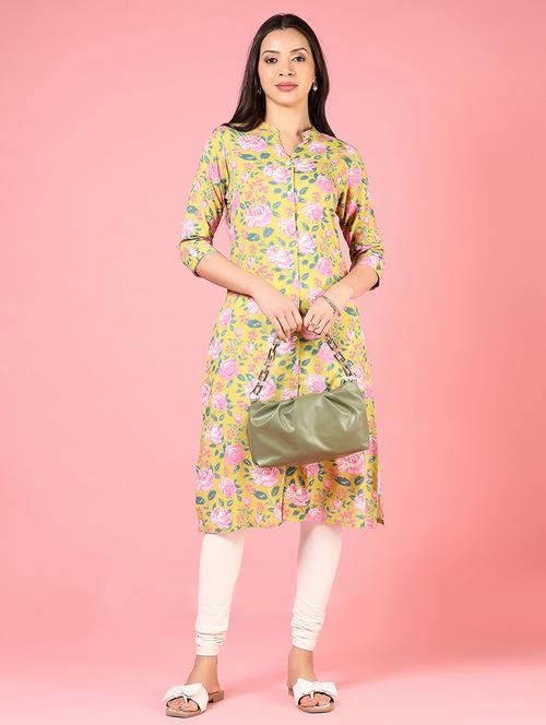 women three quarter sleeves straight kurta - 21729243 -  Standard Image - 0