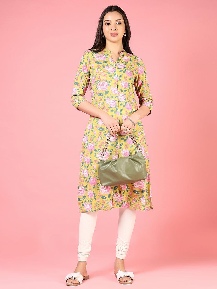 women three quarter sleeves straight kurta - 21729243 -  Zoom Image - 0