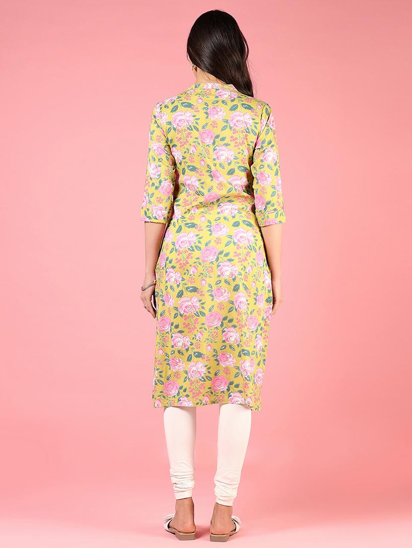 women three quarter sleeves straight kurta - 21729243 - Standard Image - 3