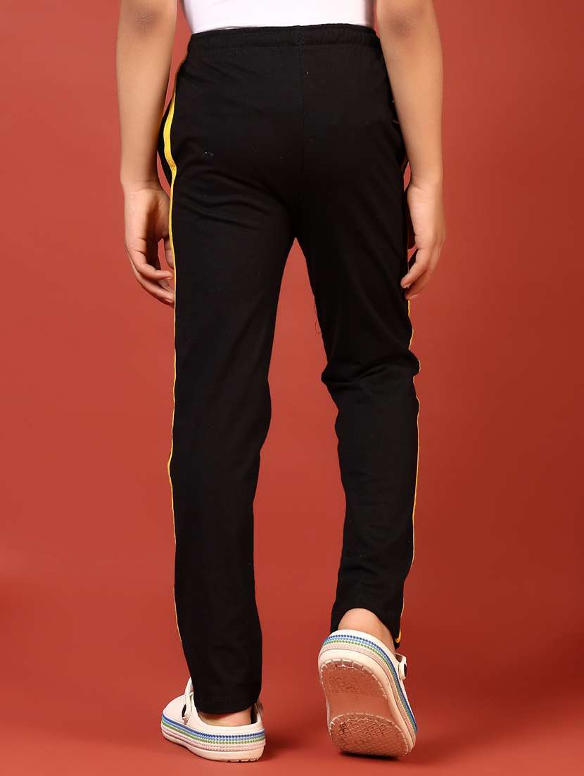 boys black solid mid rise track pant - 21729251 -  Standard Image - 3