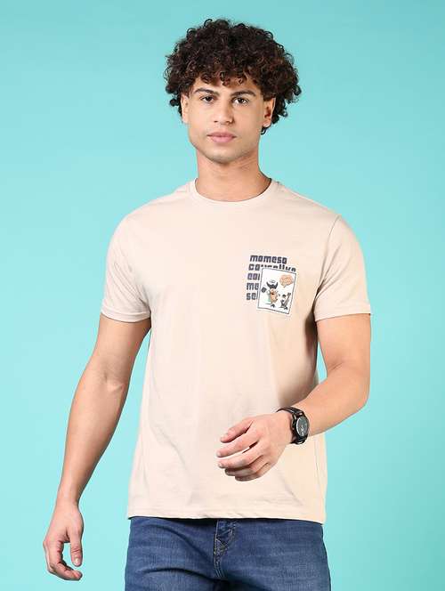 men placement print round neck regular fit t-shirt - 21729254 - Standard Image - 0