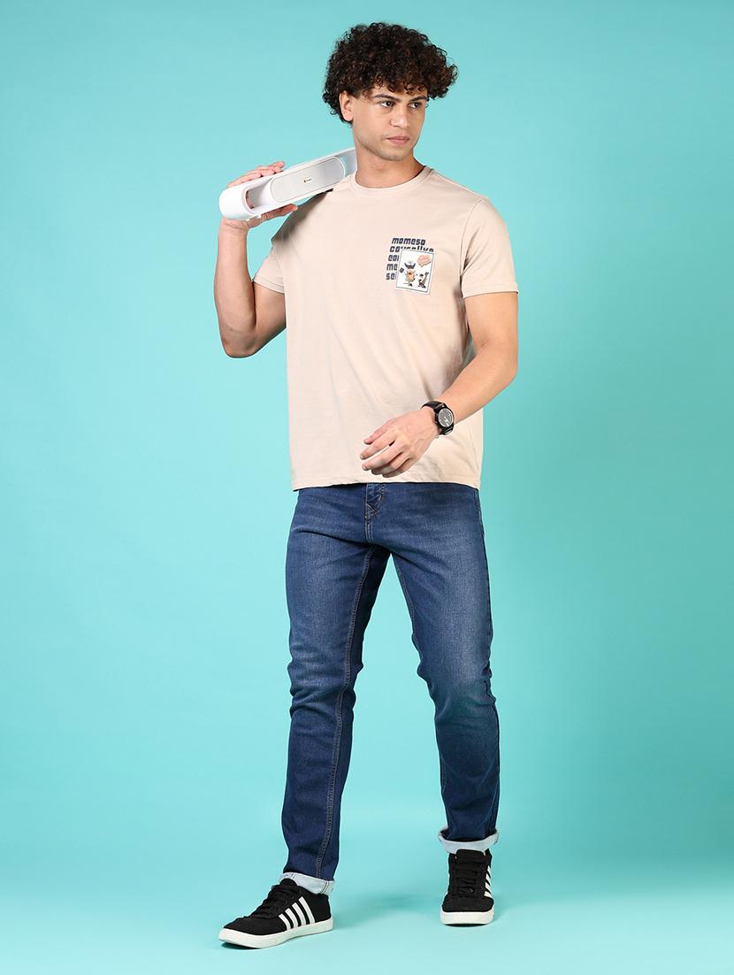 men placement print round neck regular fit t-shirt - 21729254 - Standard Image - 3