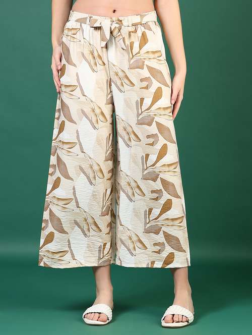 women printed mid rise straight palazzo - 21729277 - Standard Image - 0