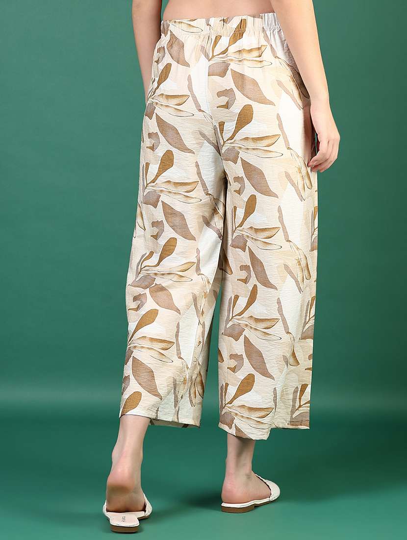 women printed mid rise straight palazzo - 21729277 - Standard Image - 3
