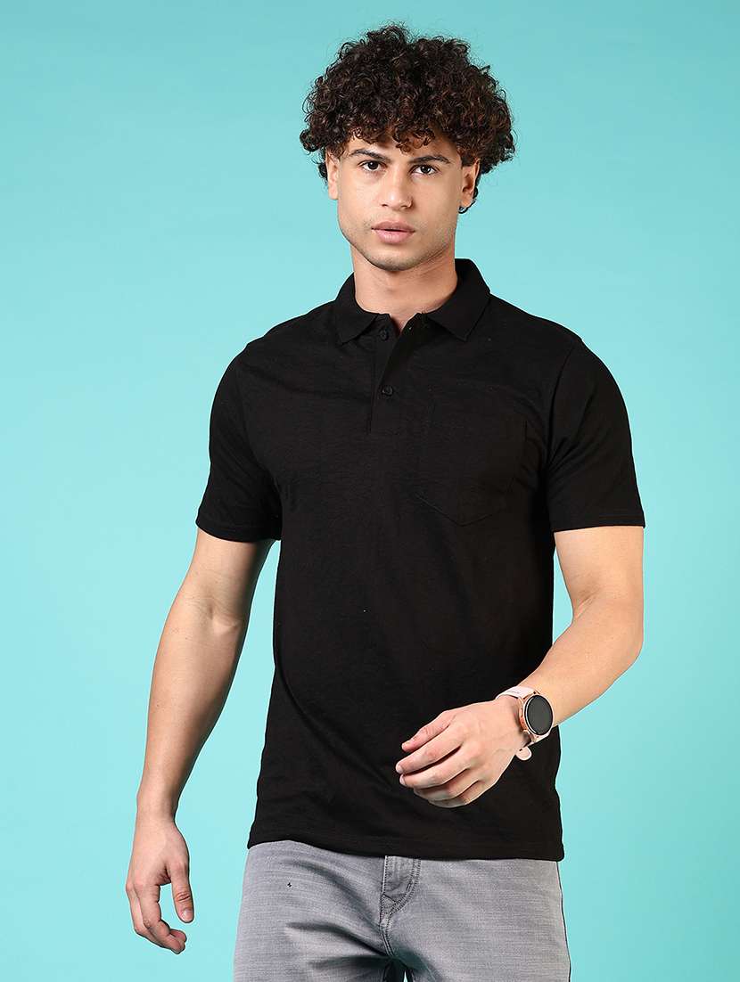 men solid short sleeve regular fit polo t-shirt
