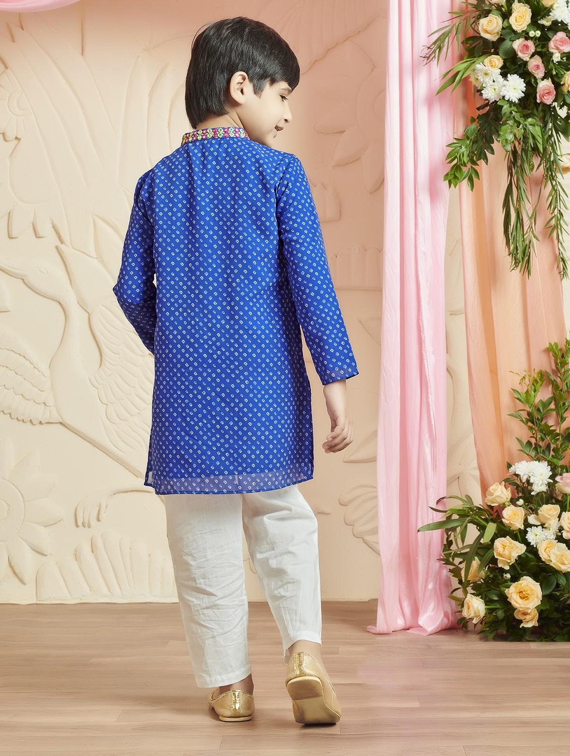 boys bandhani print long sleeve kurta - 21729359 - Standard Image - 3