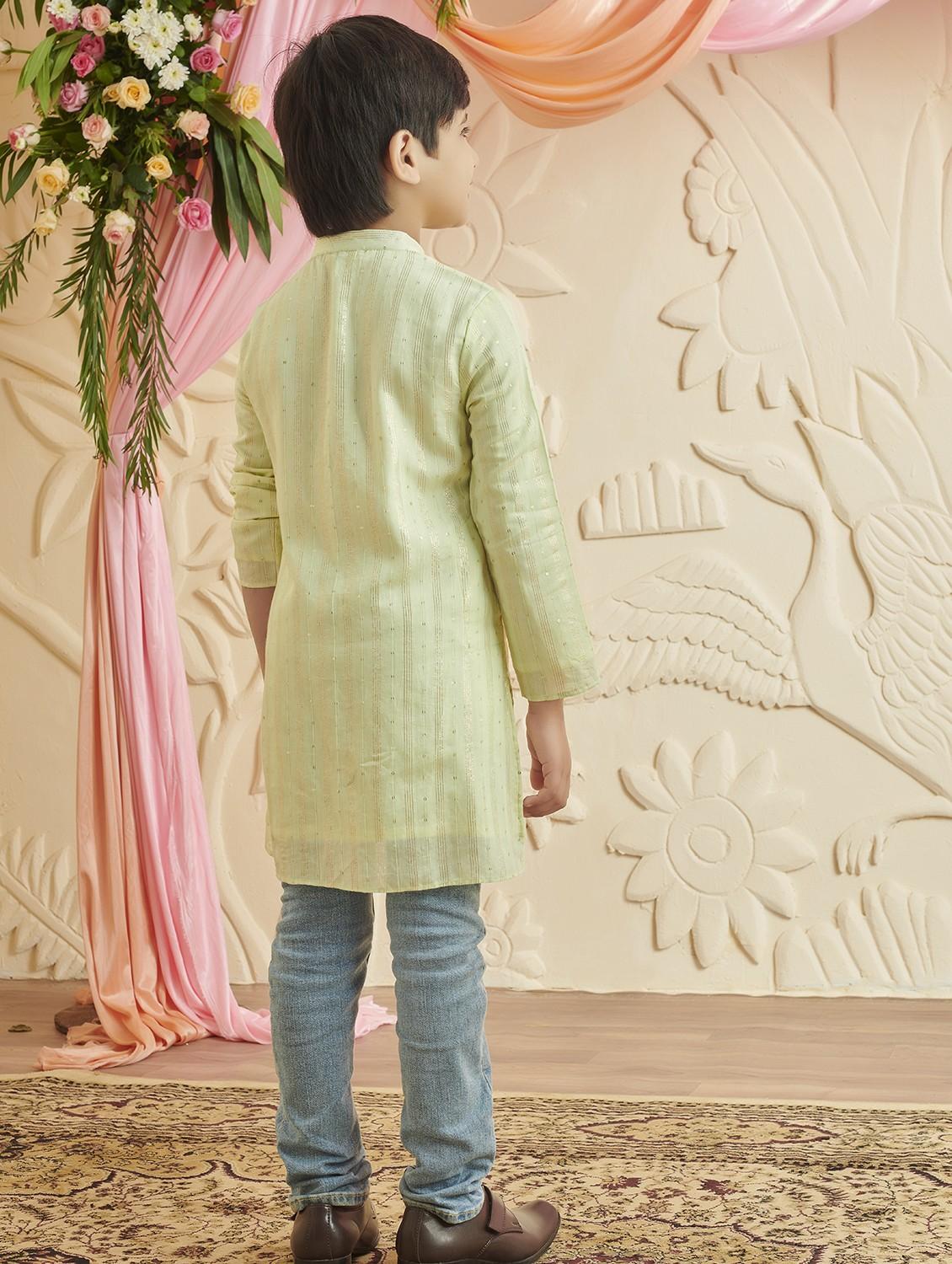 boys self design long sleeve kurta - 21729363 - Standard Image - 3