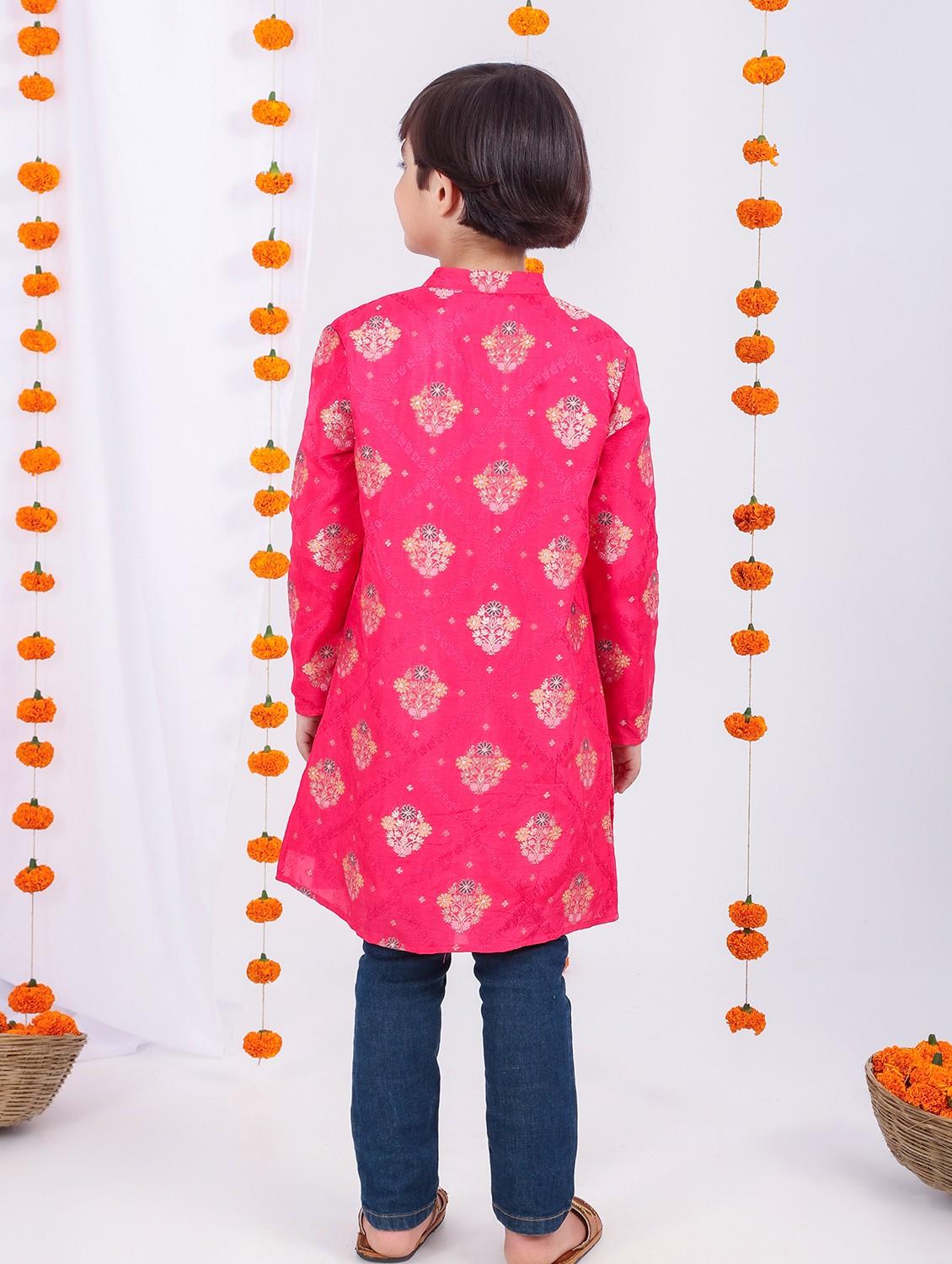 boys self design long sleeve kurta - 21729370 - Standard Image - 3