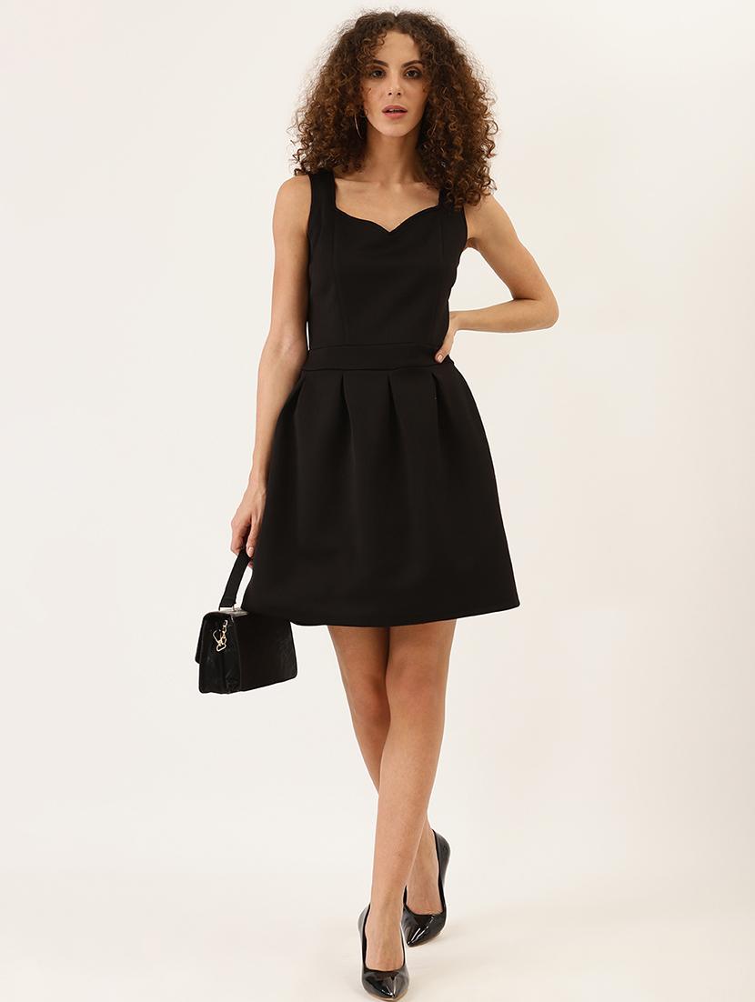 black solid a-line dress - 21729536 - Standard Image - 3