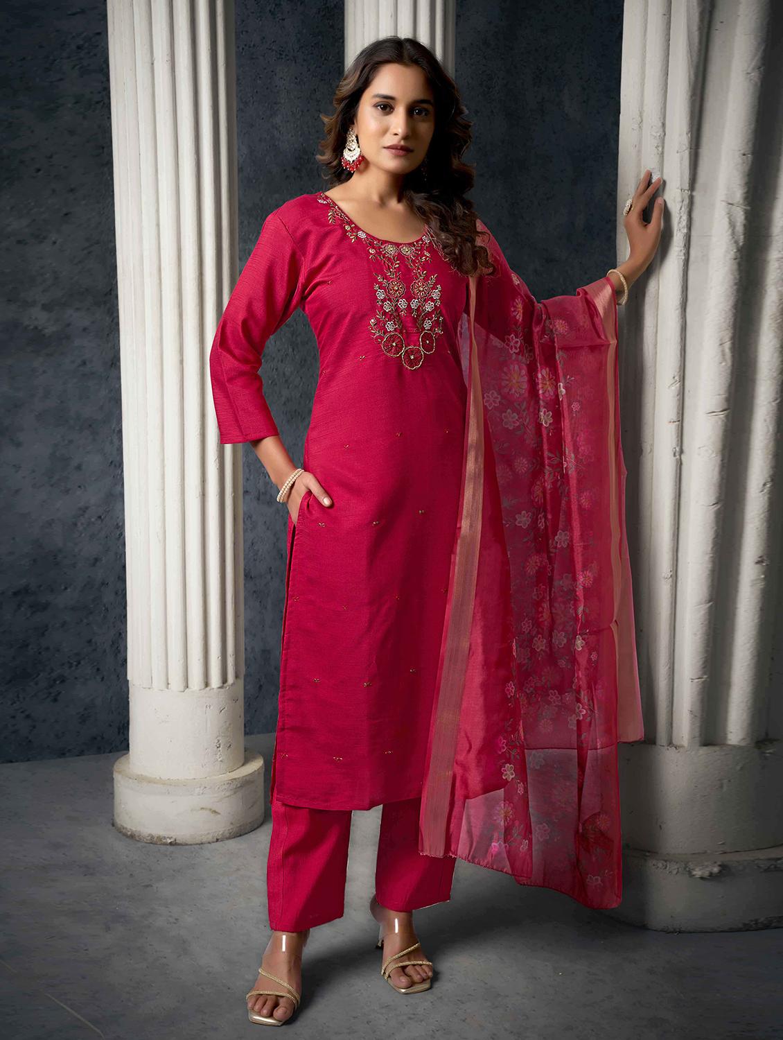 women embroidered kurta pant set with dupatta - 21729637 - Zoom Image - 0