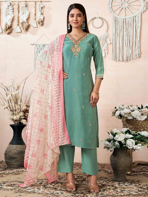 women embroidered kurta pant set with duaptta - 21729652 - Standard Image - 0