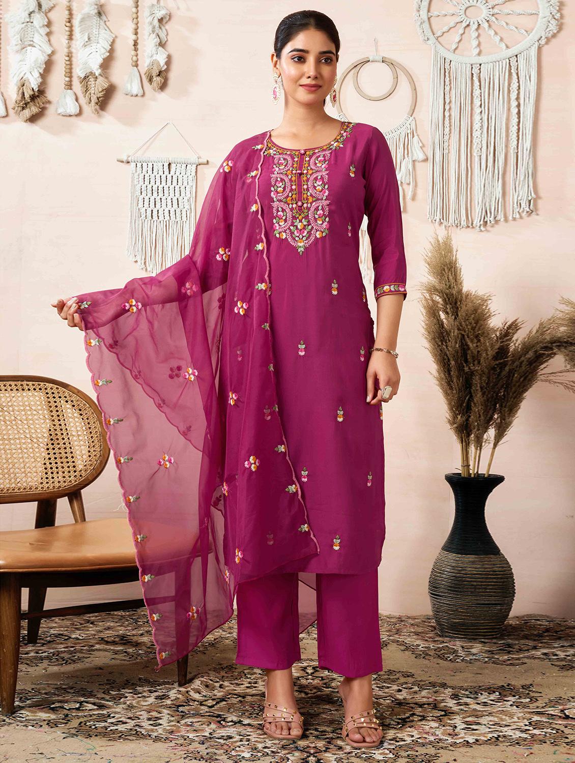 women embroidered kurta pant set with duaptta - 21729653 -  Zoom Image - 0