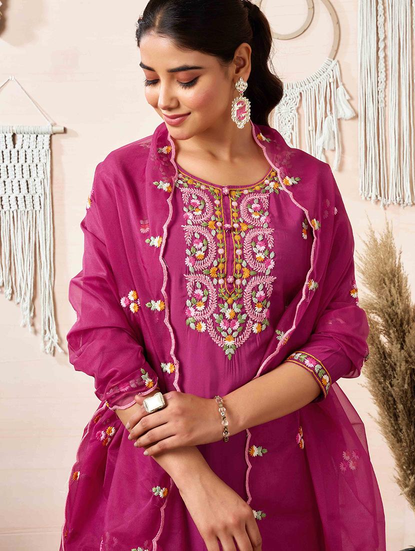 women embroidered kurta pant set with duaptta - 21729653 - Standard Image - 3