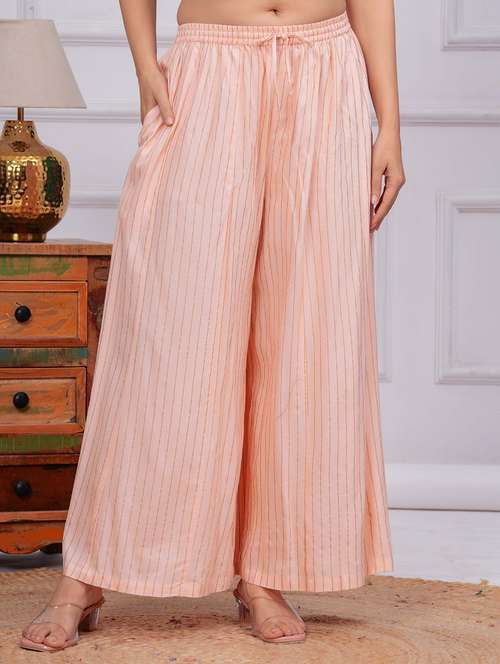 women striped mid rise flared palazzo - 21729679 -  Standard Image - 0