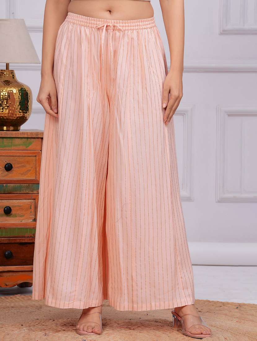 women striped mid rise flared palazzo - 21729679 -  Standard Image - 3