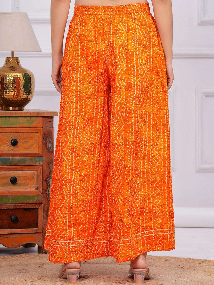 women bandhani print flared palazzo - 21729683 -  Standard Image - 3