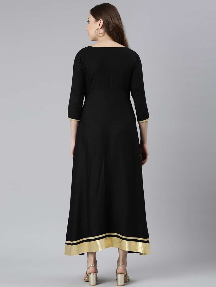women round neck solid a-line ethnic dress - 21729695 - Standard Image - 3