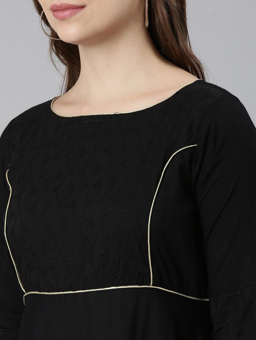 women round neck solid a-line ethnic dress - 21729695 - Standard Image - 5