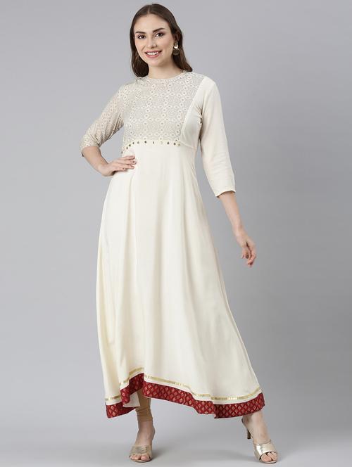 women round neck printed a-line kurta - 21729697 - Standard Image - 0