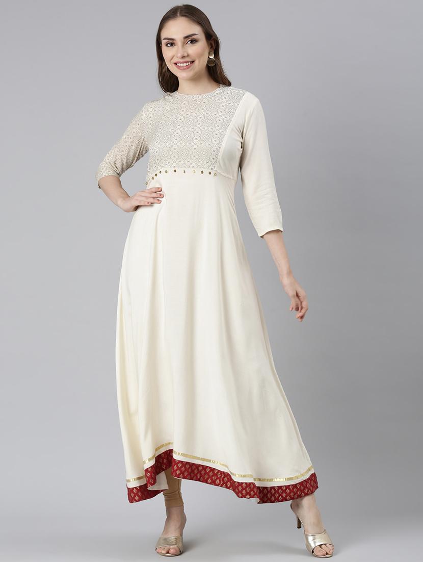 women round neck printed a-line kurta - 21729697 - Zoom Image - 0