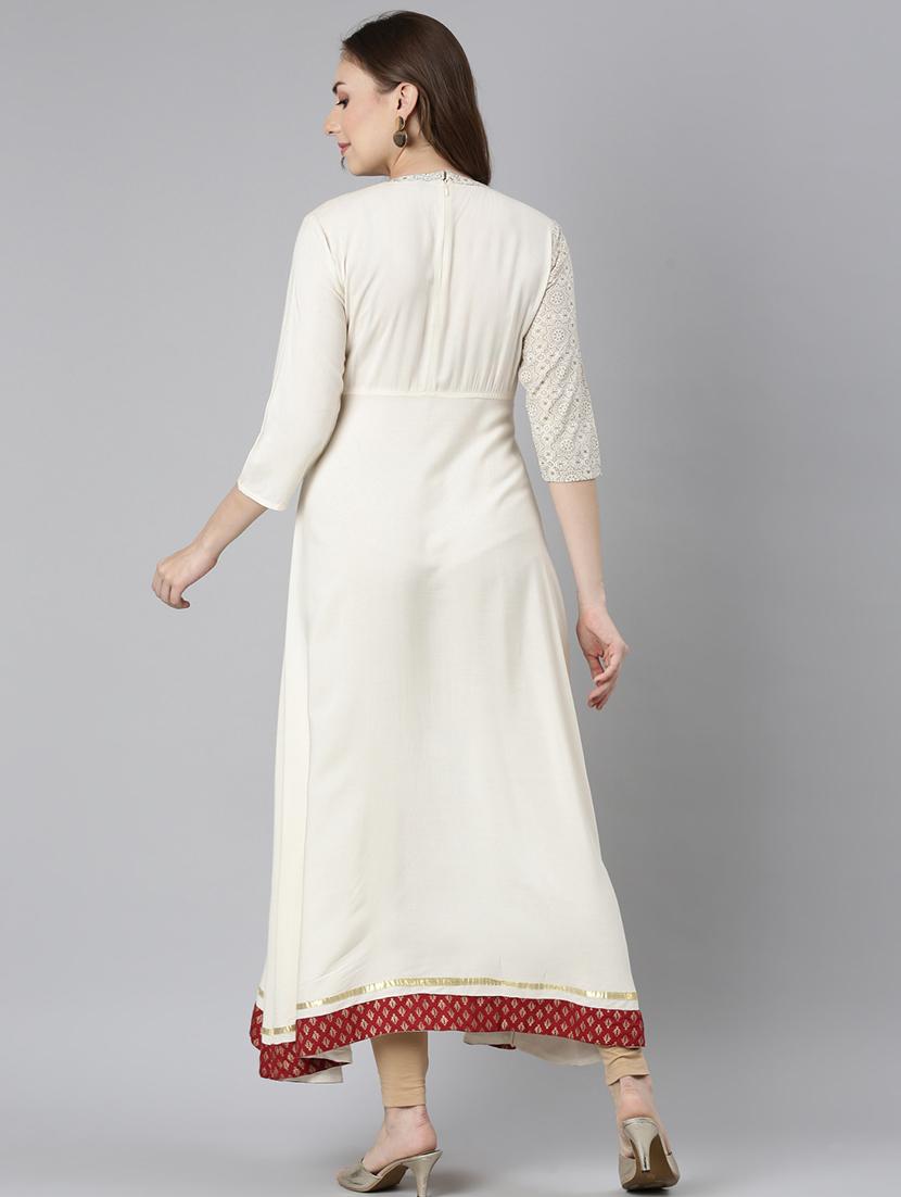 women round neck printed a-line kurta - 21729697 - Standard Image - 3