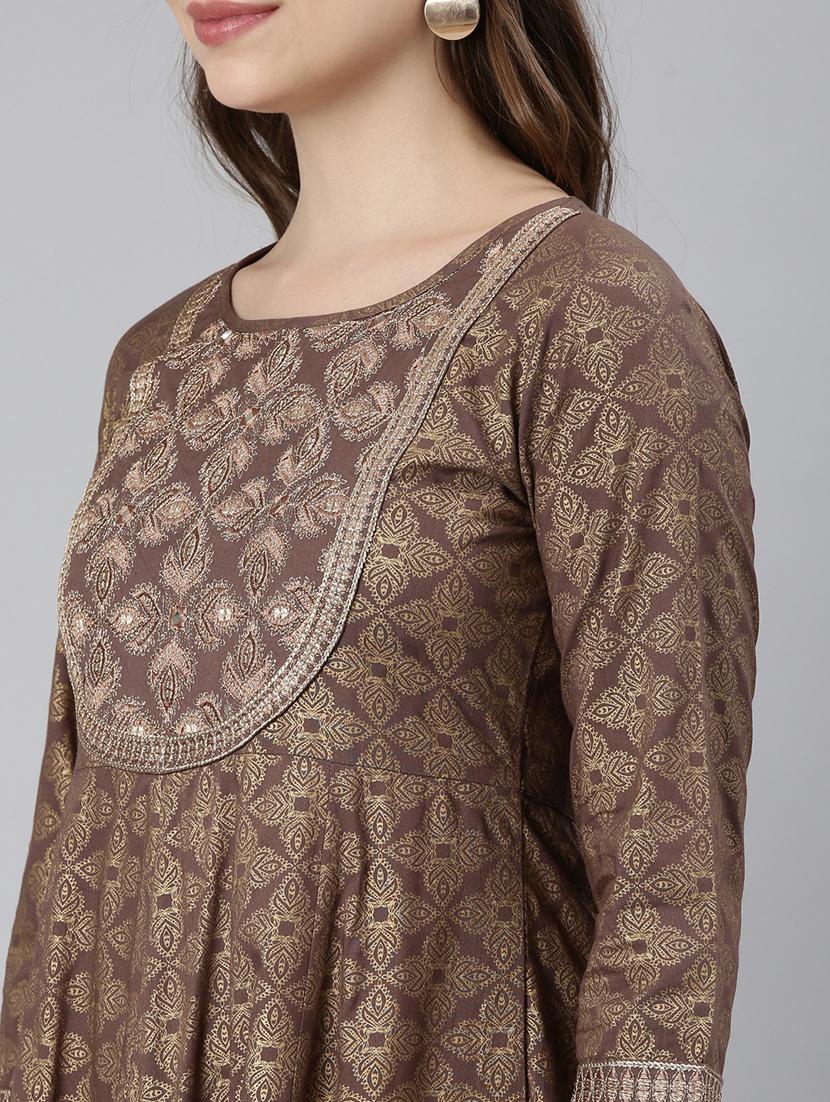 women round neck printed anarkali kurta - 21729699 - Standard Image - 5