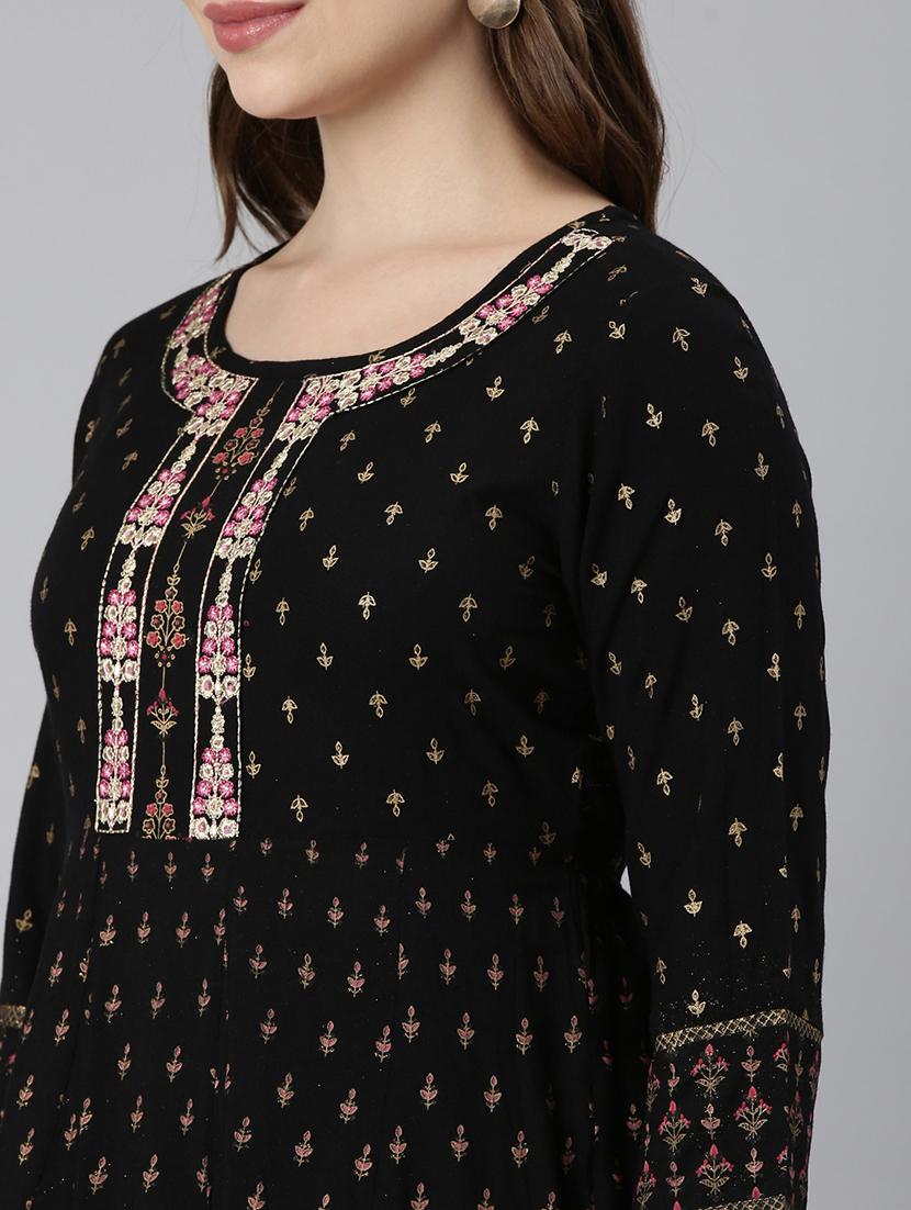 women round neck printed anarkali kurta - 21729700 - Standard Image - 5