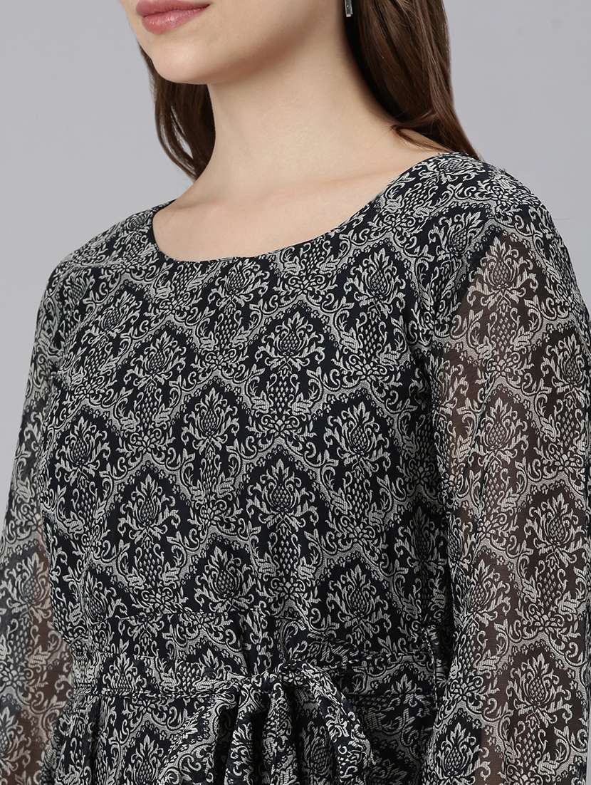 women round neck printed fit & flare ethnic dress - 21729706 - Standard Image - 5