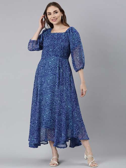 women square neck printed fit & flare ethnic dress - 21729707 -  Standard Image - 0