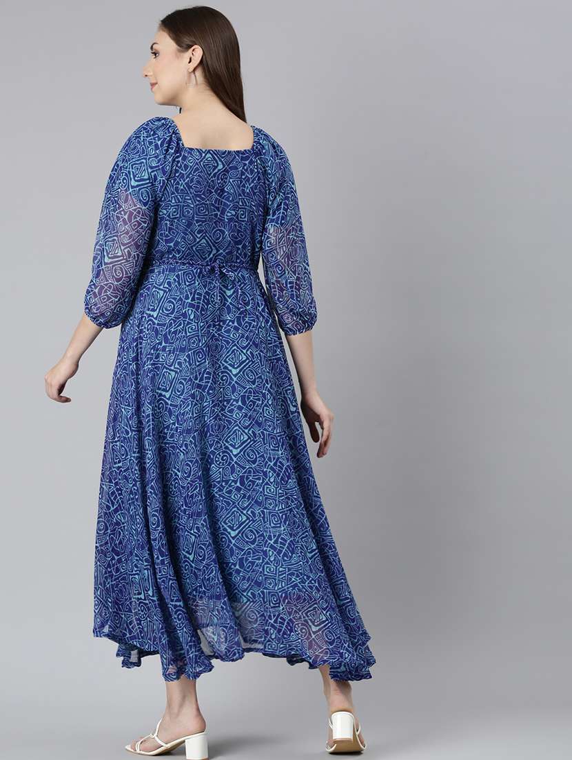 women square neck printed fit & flare ethnic dress - 21729707 -  Standard Image - 3