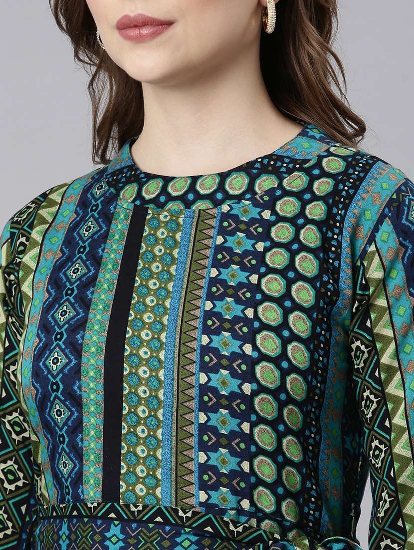 women printed round neck tiered dress - 21729712 -  Standard Image - 5