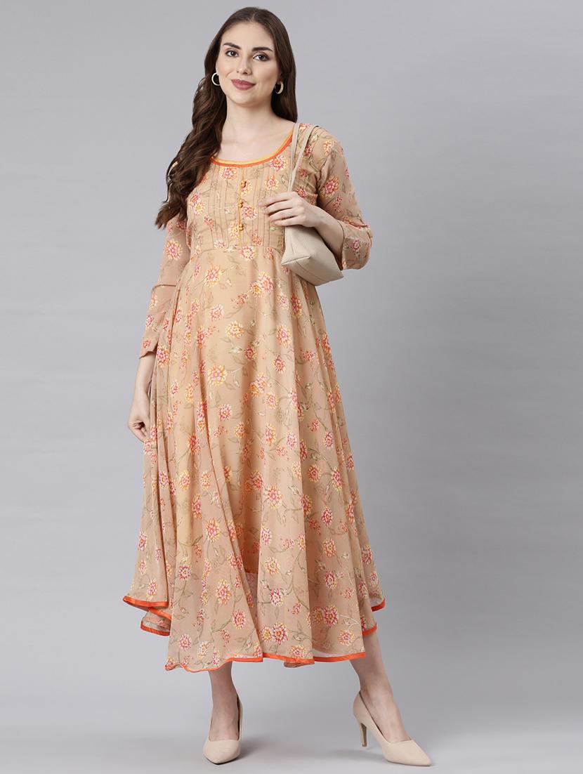 women round neck printed fit & flare ethnic dress - 21729714 - Zoom Image - 0